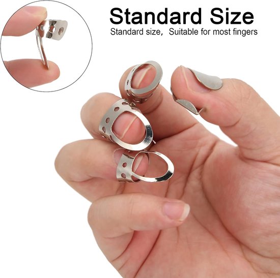 4 Stuks Vinger- en Duimplectrum Metaal Vingerhoesjes (Zilver/Goud) — afbeelding 4