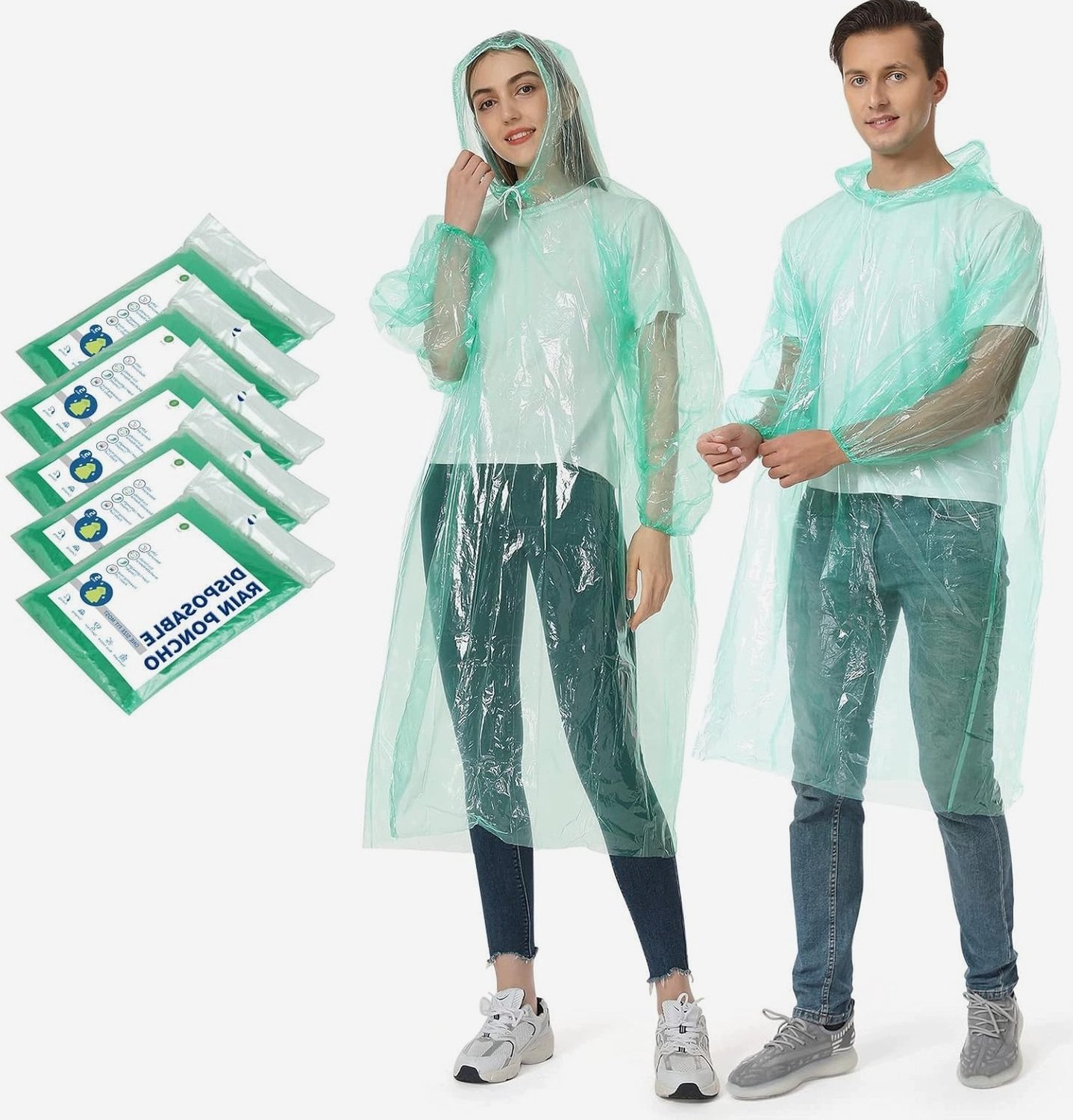 5x Transparante Regenponcho - Lichtgewicht & Waterdicht