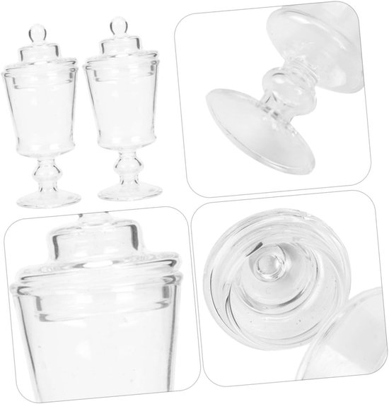 2 Stuks Miniatuur Snoeppotten Decoratie Kleine Glazen Snoeppotten Mini Glazen Apothekerspot Snoepcontainer Miniatuur Snoepopslagpot Poppenhuis Opslagpotten Mini — afbeelding 5