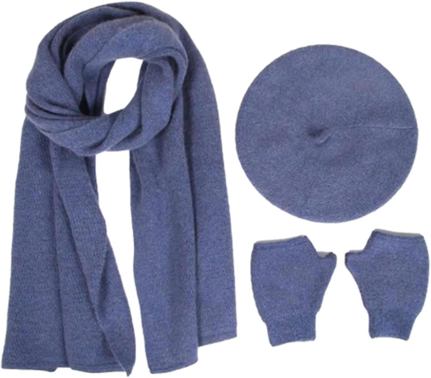 Winter Hat Scarf Gloves Set Casual Scarf Beret Hat Knitted Hat Beanie Gloves Scarf Set
