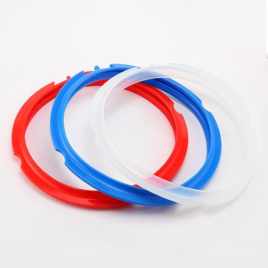 3 stuks afdichtingsring past op 3 Qt Instant Pot, met 3 kleuren (rood, helder en blauw) - vervangende siliconen pakkingafdichting voor 3 kwart instapot druk, IP-LUX Mini 3 qt, IP DUO Plus 3Qt — afbeelding 2