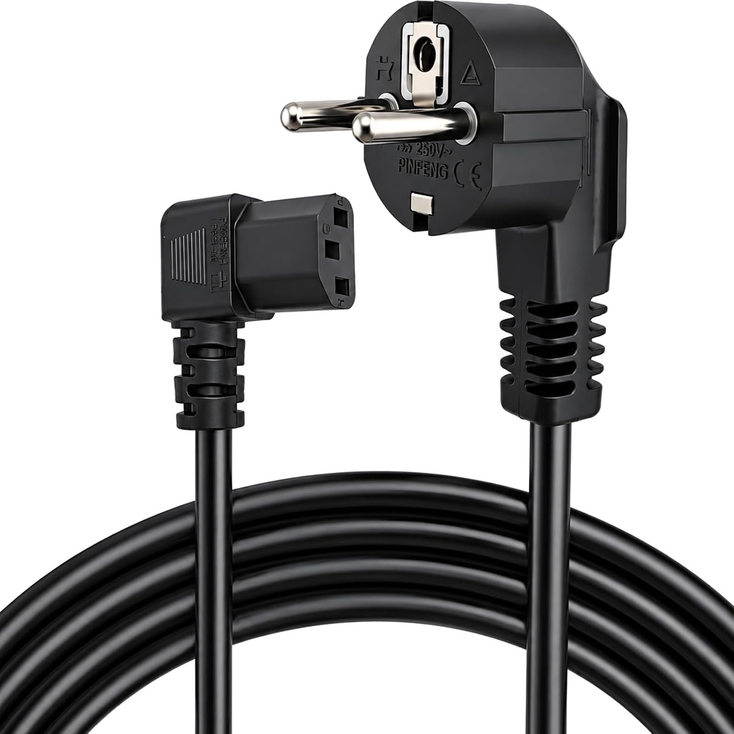 Netsnoer, hoekig, 3-polig, EU-stekker, 1,5 m