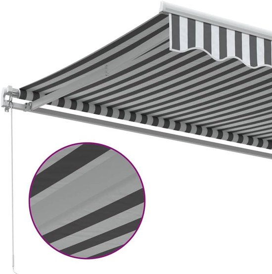 Handmatige luifel in antraciet en wit 350x250 cm met UV-bestendige stof en gepoedercoat aluminium frame voor terras balkon tuin — afbeelding 4