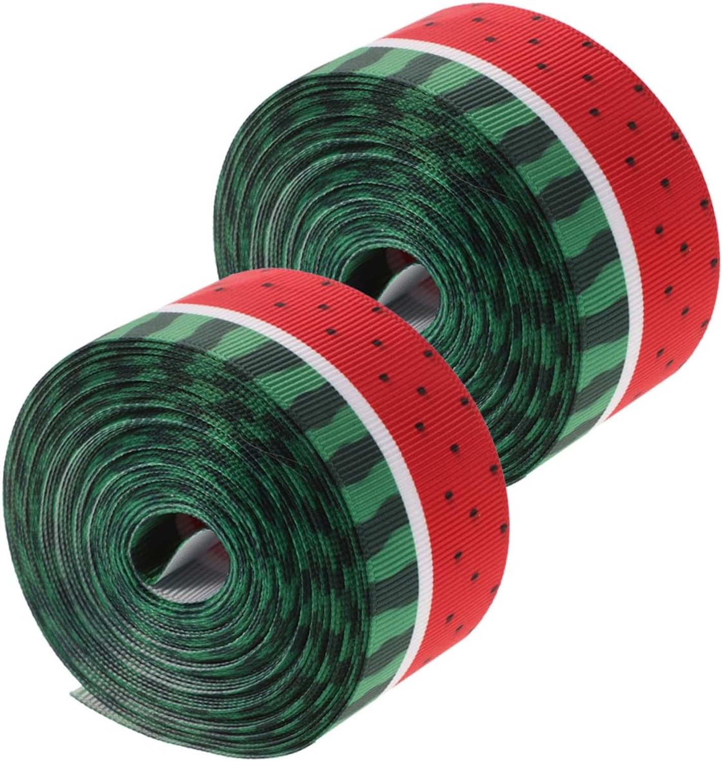 2 Rollen Watermeloen Grosgrain Lint met Draadrand voor DIY Haarstrik Kransen Zomers Feestdecoraties Polyester Creatief Lint voor Geschenkverpakking Knutselprojecten