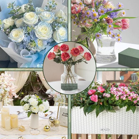 20 stuks bloemenschuimblokken, 14 cm L x 7 cm B x 4 cm H groen droog en nat bloemschuim voor verse en kunstbloemen, plantenschuim voor bruiloft, verjaardagen, feesten, woondecoraties — afbeelding 2
