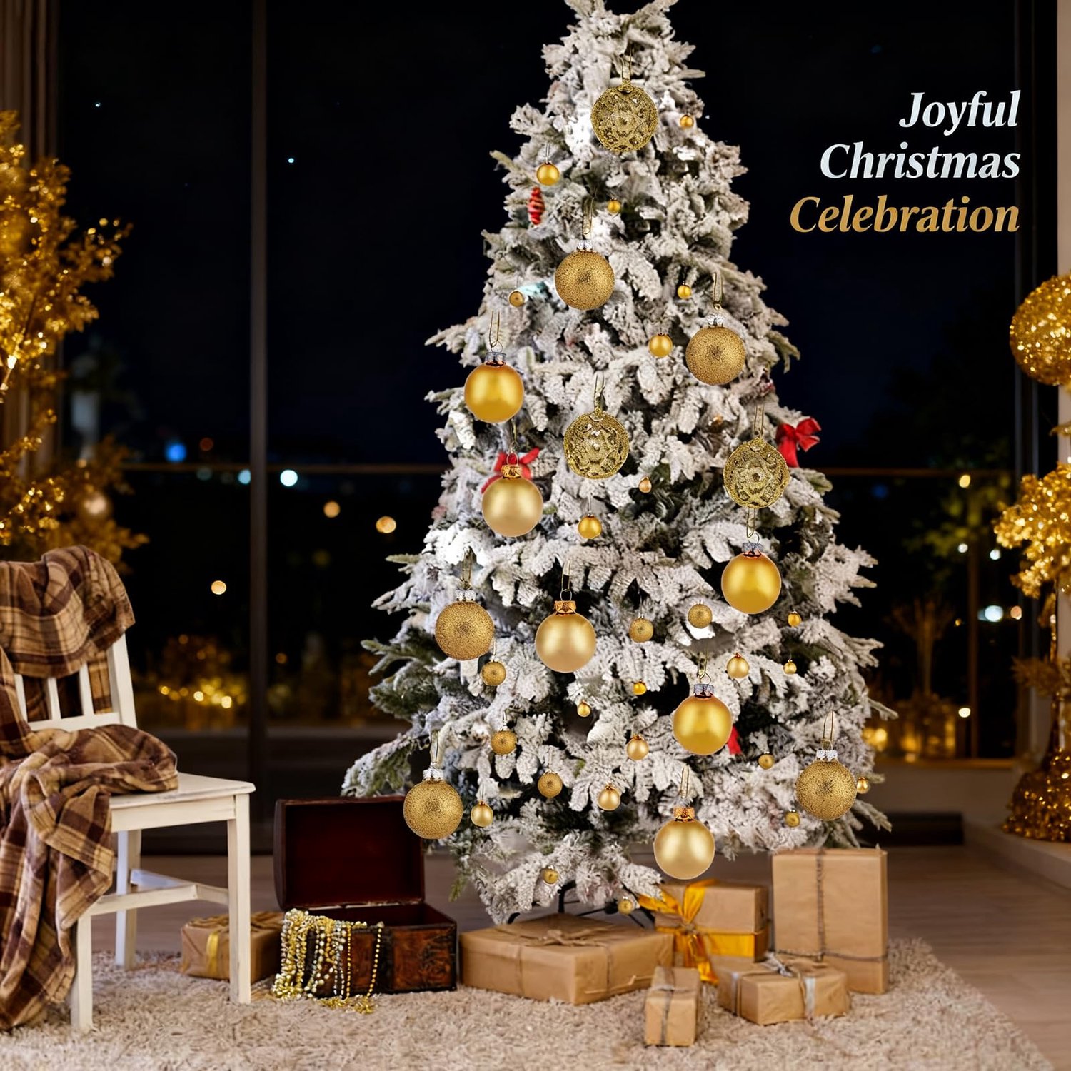 100 stuks onbreekbare gouden kerstballen set, meerdere maten en afwerkingen – foto 6