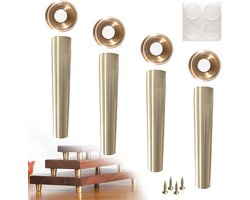 Luxe messing meubelpoten, verpakking van 4 stuks, taps toelopende steunvoeten, verstelbare hoogtes 3-8 cm, ideaal voor tafelbakken, decoratieve onderstellen, planken, stijlvolle metalen vervangende