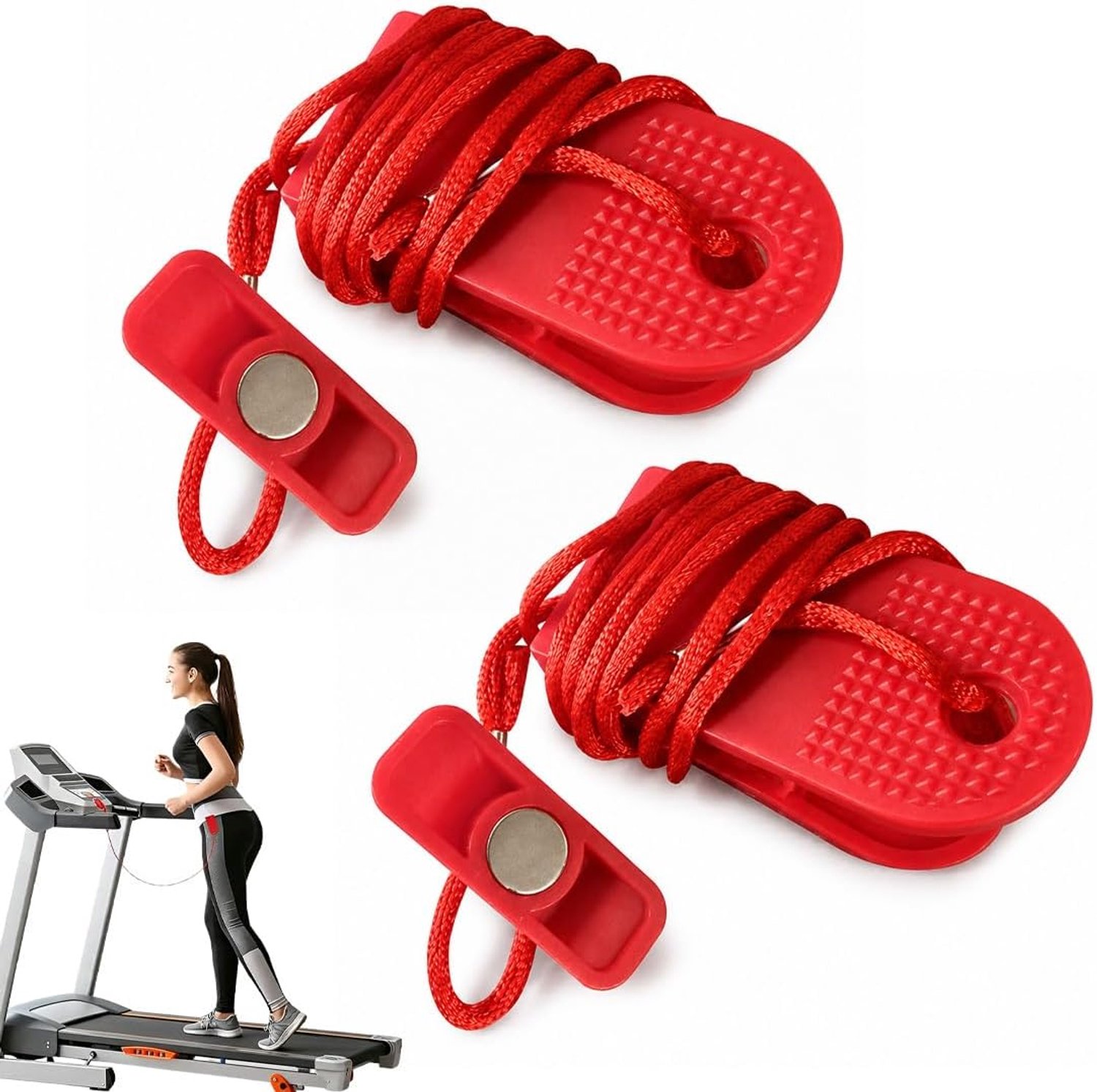 Veiligheidssleutel voor loopband, magnetisch, universeel, voor loopband, 2 stuks