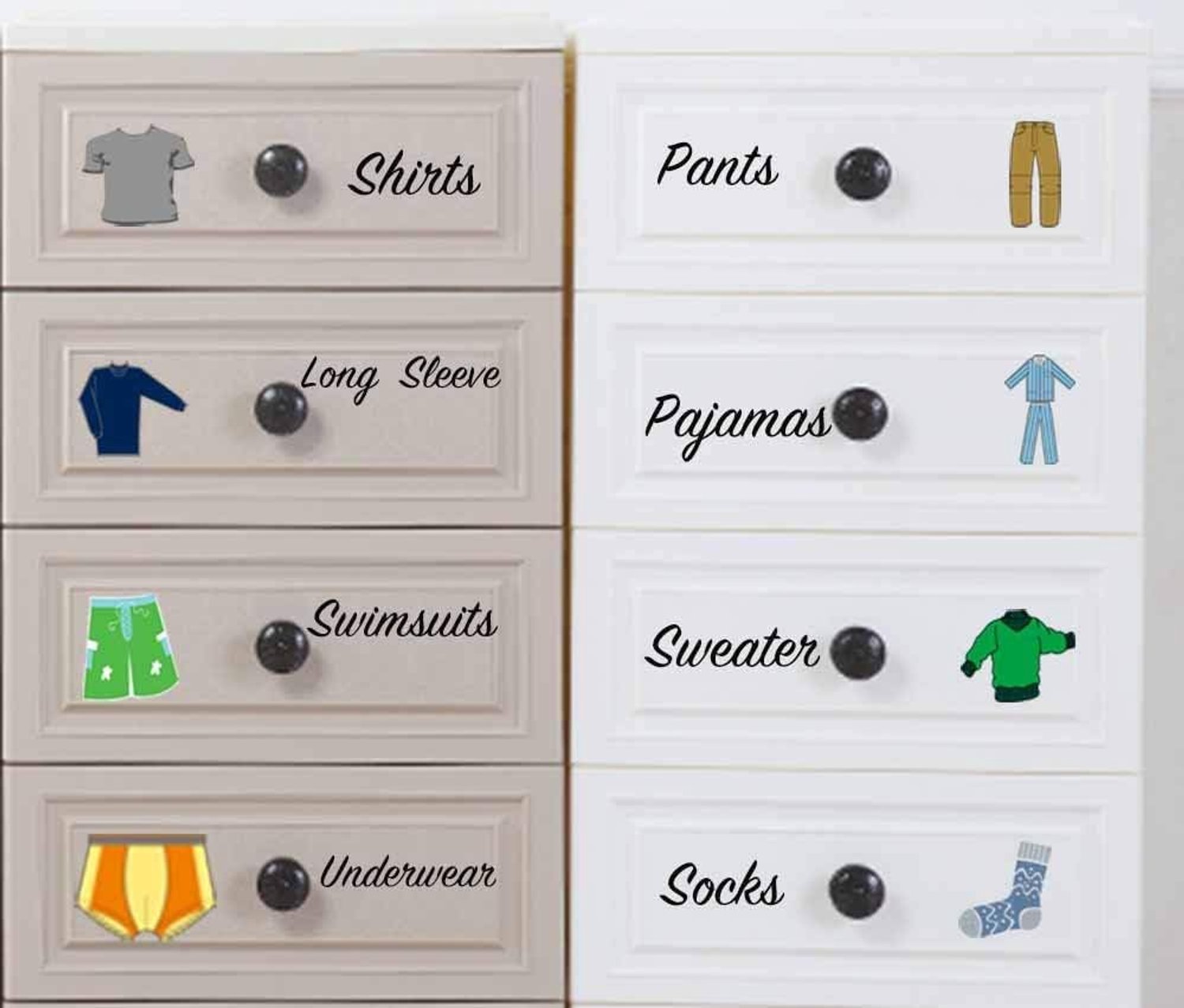 Decals Dressoir Kleding Decals Labels Dresser Labels Kinderen Lade Stickers Organiseren Stickers