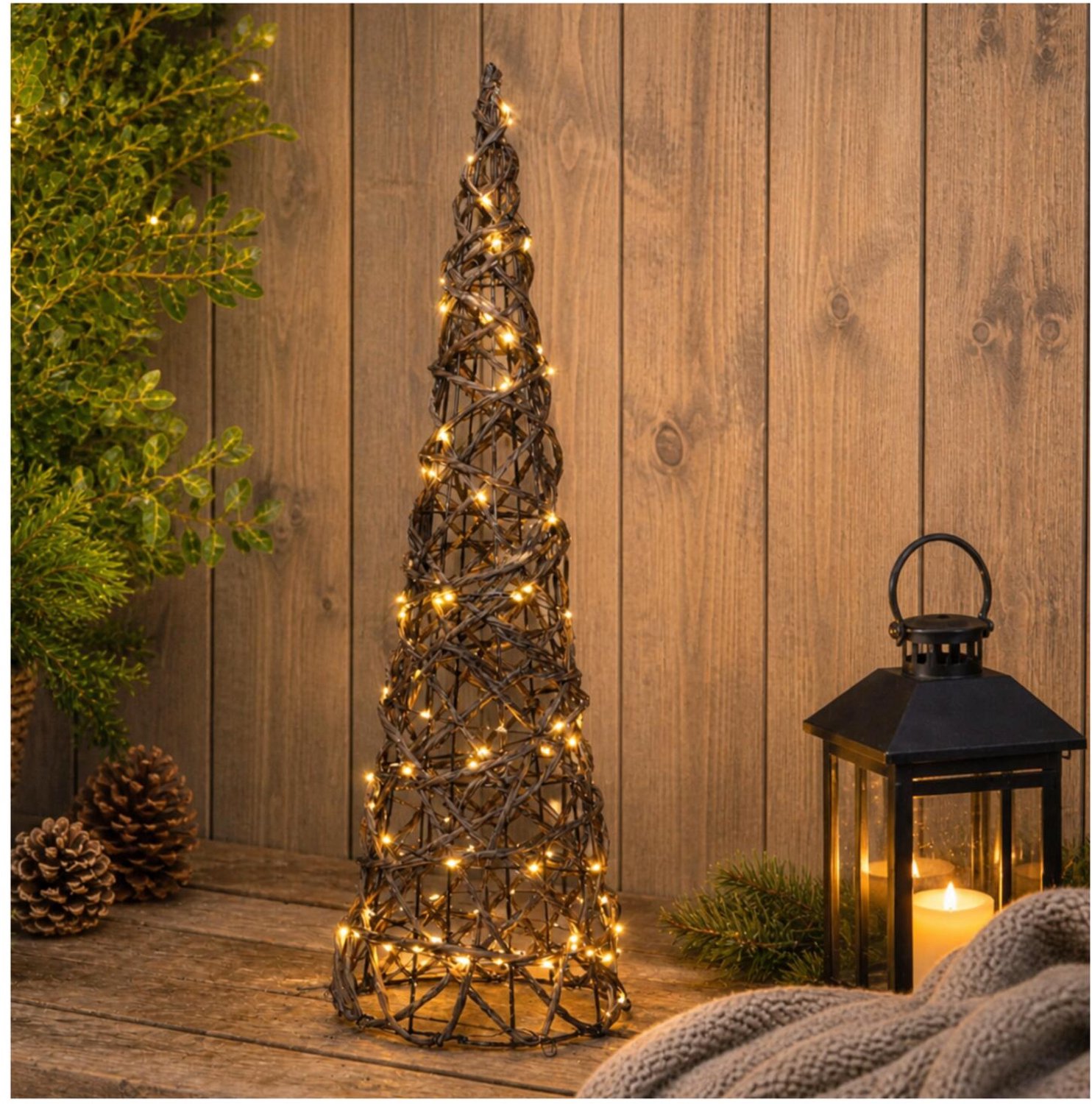 Anna's Collection LED kegel kerstboom lamp - 40 cm - 60 led- warm wit - kerstverlichting - kegellamp