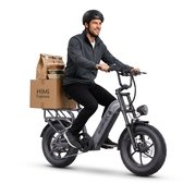 HillMiles Mile Link 1 Ebike 250W, max 25 km/u, 48V 18Ah batterij, 16×4" brede banden, hydraulische schijfremmen, sterke achterdrager, geschikt voor bezorging en stadsgebruik, grijs
