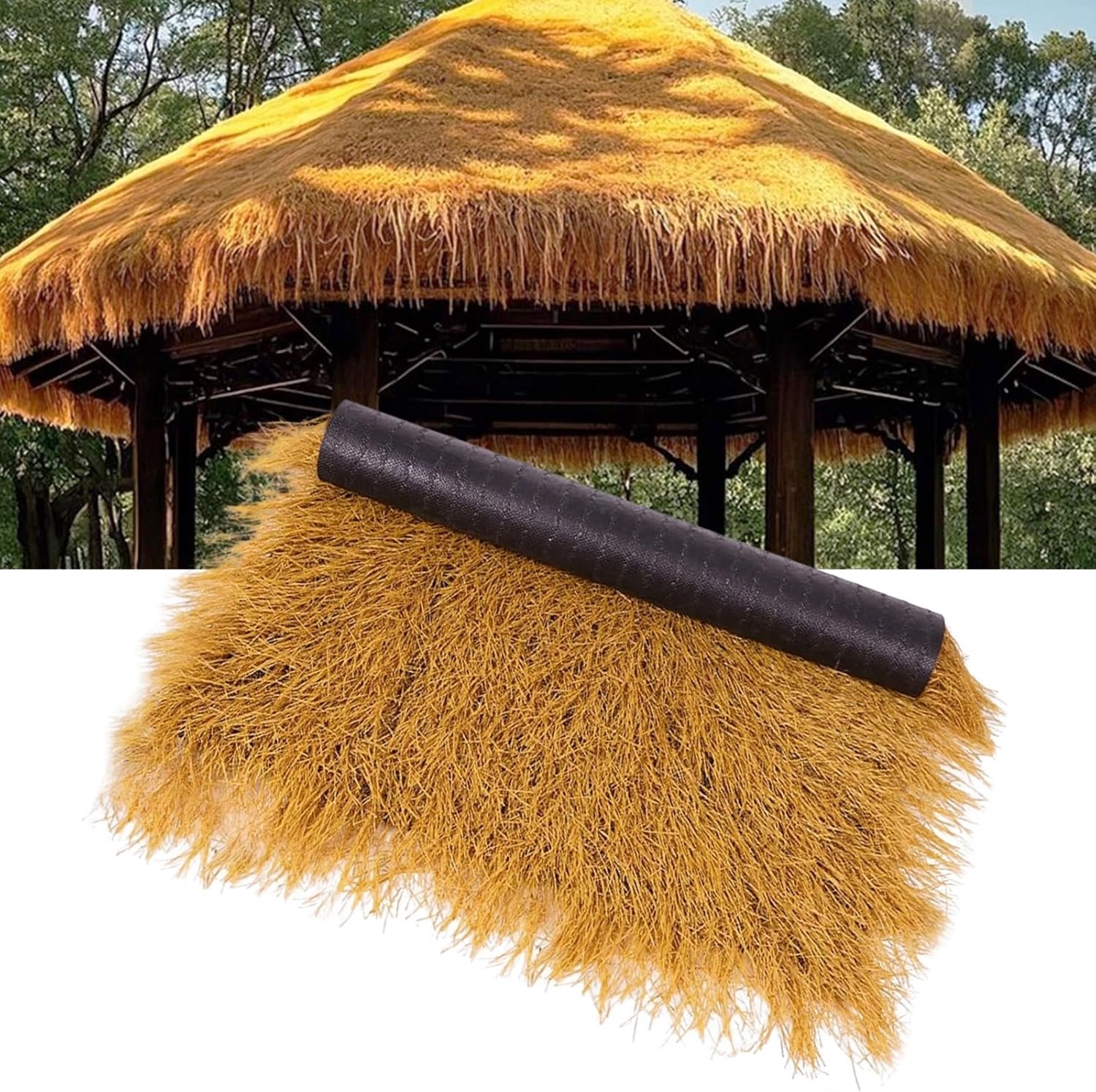 Kunstmatig Riet Synthetisch Riet Grasdak Tiki Bar Dakriet Gebruikt Voor Tuinhekken Daken Tiki Cabin Bars Feestdecoraties Stevig En Duurzaam Met Een Lange Levensduur(Size:0.5 * 15m)