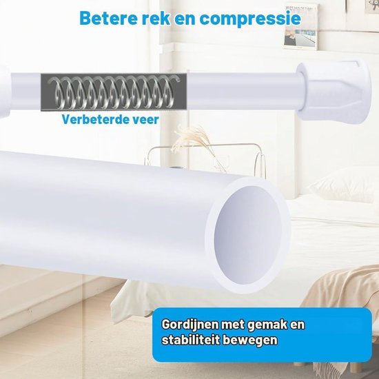 6 Stuks Telescopische Klemstangen - Uittrekbare Spanklemstangen voor Gordijnen, Boekenplanken en DIY Planken - Wit, 40-70 cm — afbeelding 3