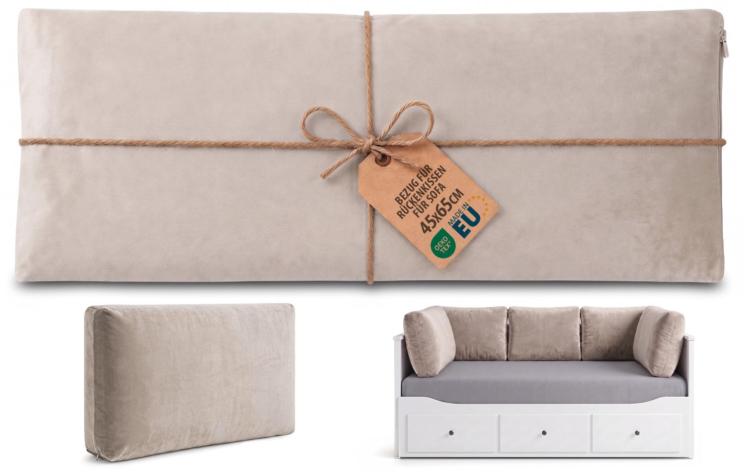 Kussenhoes sierkussen 65x45 cm alleen hoes zonder vulling vulling niet inbegrepen rugkussen voor bank sofa fauteuil woonkamer slaapkamer afneembaar Beige Fluweel