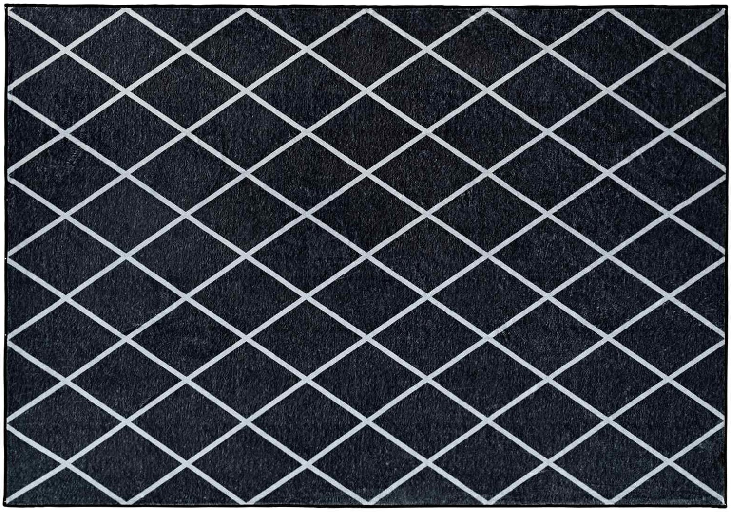 vidaXL Tapijt - ORIZ - Zwart - ruitpatroon - 160 - x - 230 - cm - 100% - Polyester Zwart ruitpatroon