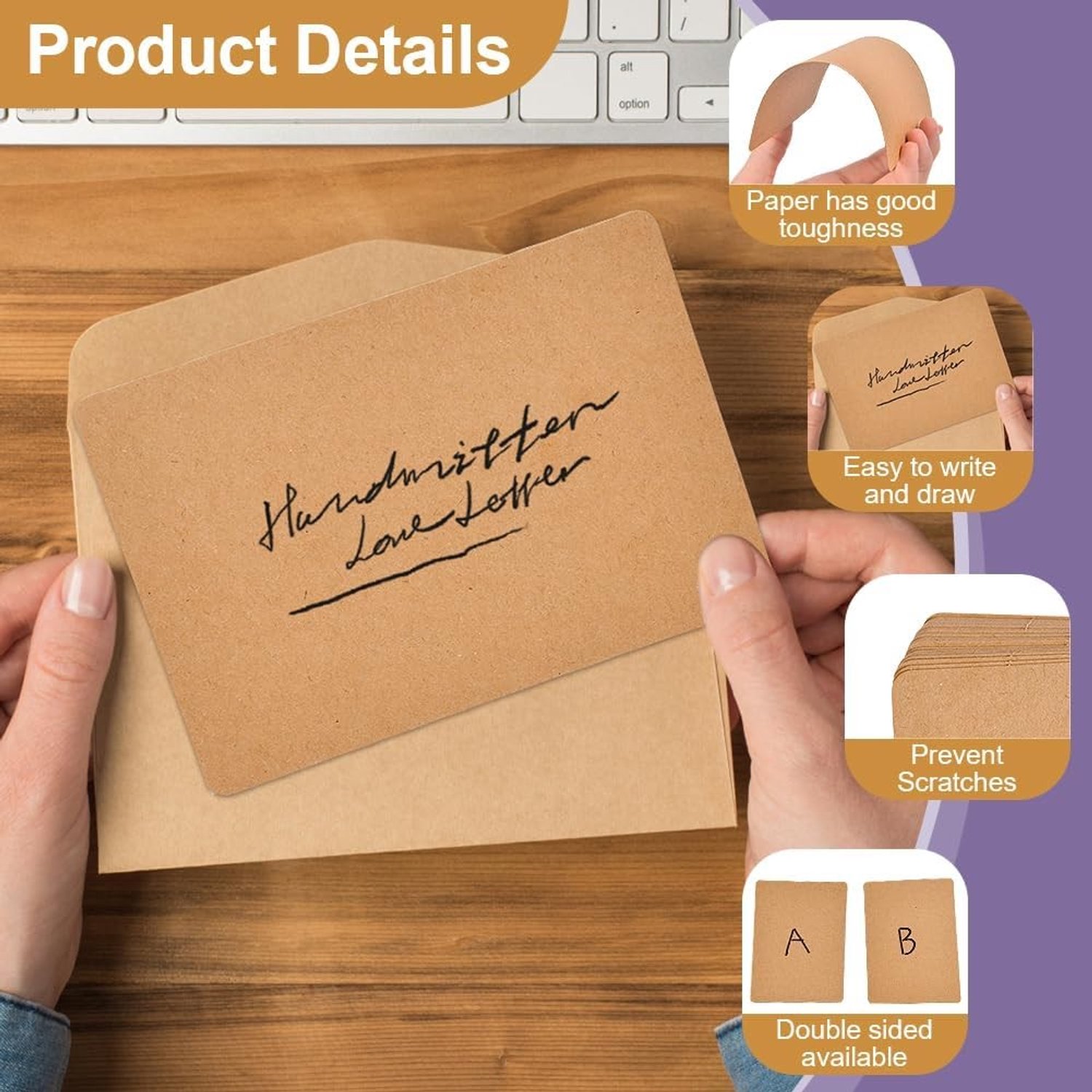 Kraft Postcards Set van 54 A6 Kaarten, 250gsm, Lege Berichtenkaarten voor DIY, Printbare Postkaarten en Creatieve Projecten
