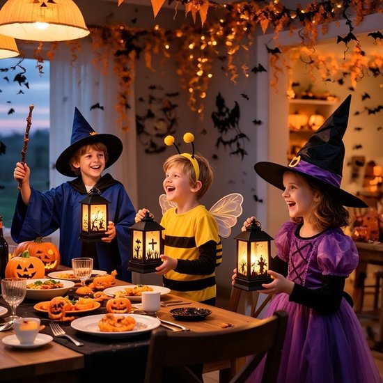 4 stuks Halloween decoratieve pompoen lantaarn, Halloween decoratieve kaarslantaarn, Halloween lantaarn outdoor met led-kaars, Halloween decoratieve lantaarns herfst buiten boom hangdecoratie — afbeelding 2