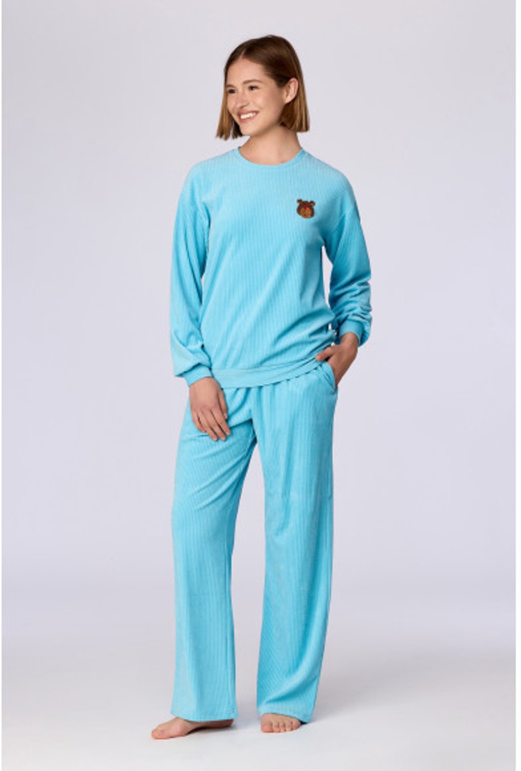 Woody Dames Pyjama Blauw Blauw