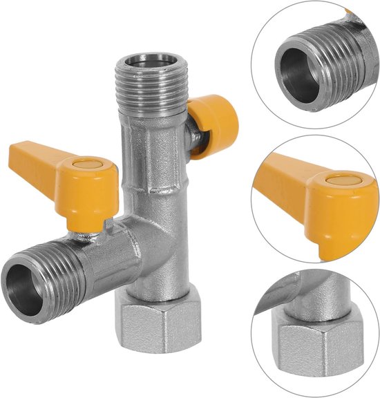 2 Stuks Nikkel-geplateerde Messing Douchekraan Verdeler Compact Hoekontwerp Gasafsluiteradapter Corrosiebestendig voor Badkamer Keuken Gebruik — afbeelding 4