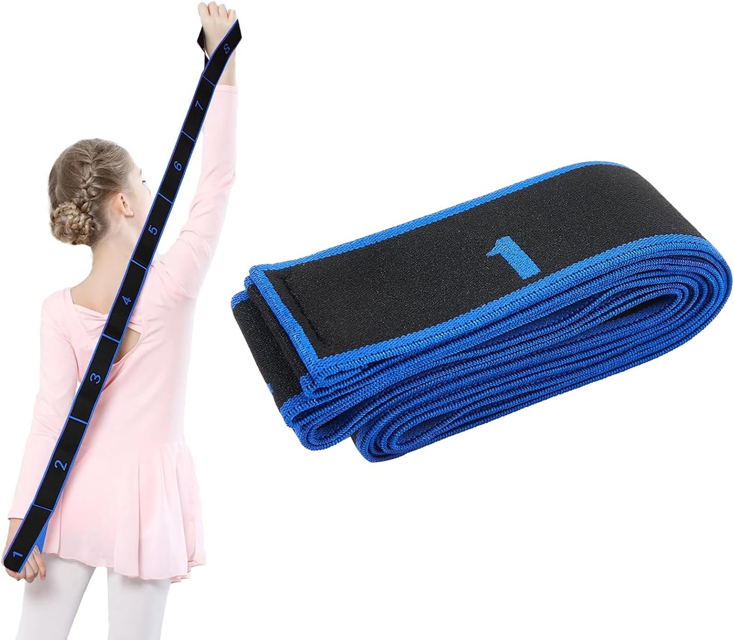Yoga Stretchband (roze) - gymnastiekbanden, zeer elastische fitnessband met 8 lussen - voor pilates, gymnastiek en revalidatie