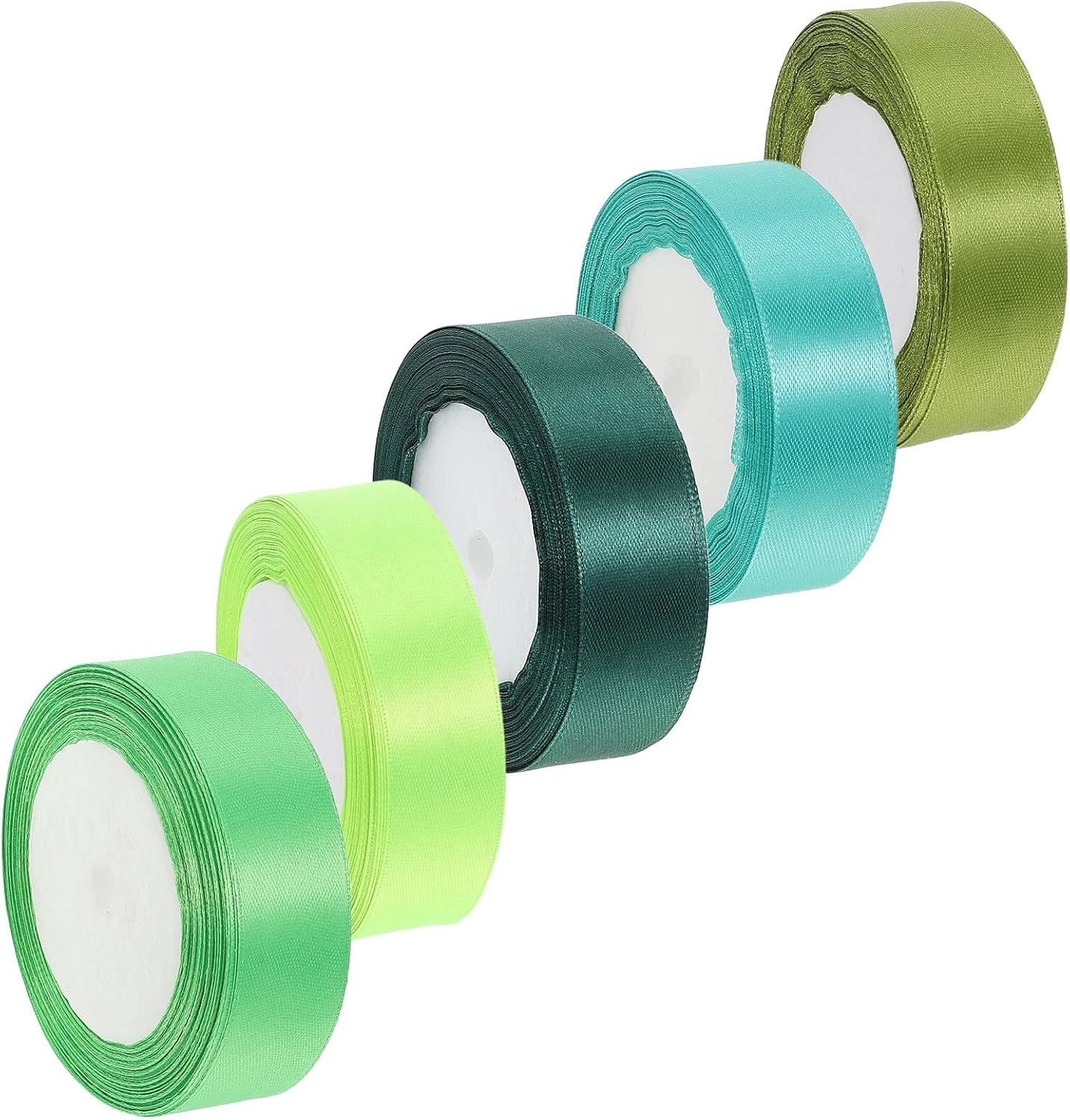 5 Rollen Groene Dubbele Zijden Satijnen Lint Yards X Flexibel voor Cadeaumand Bloemboeketten Handgemaakte Projecten Uitnodigingen met Fijne Randafwerking voor Netjes Knopen