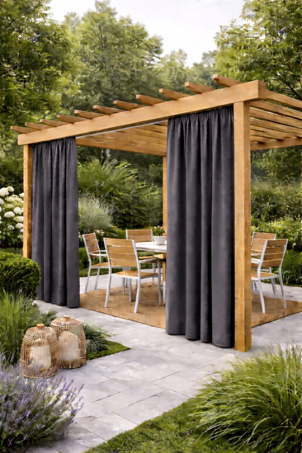 Waterdichte Tuindoek Gordijn 155x180cm voor Pergola, Terras, Grijs