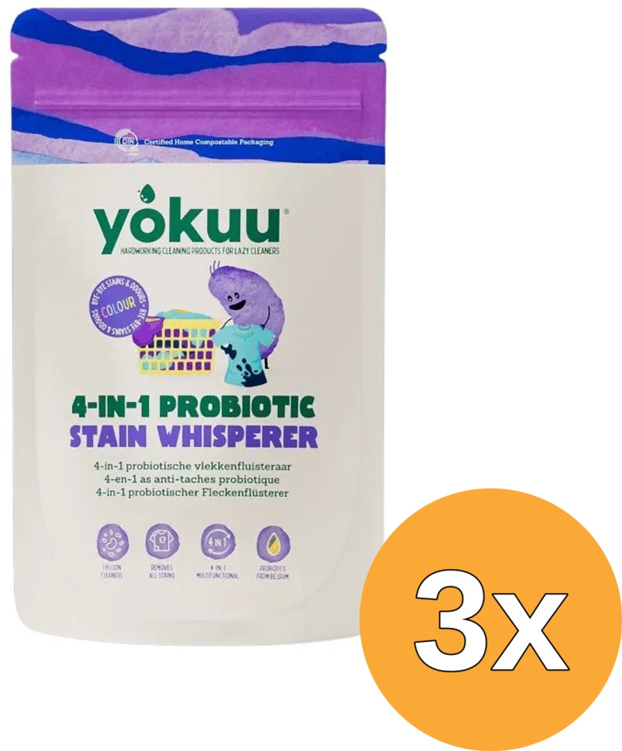 3x Yokuu 4 in 1 Probiotische Vlekkenfluisteraar voor Gekleurde Was (390 gr)