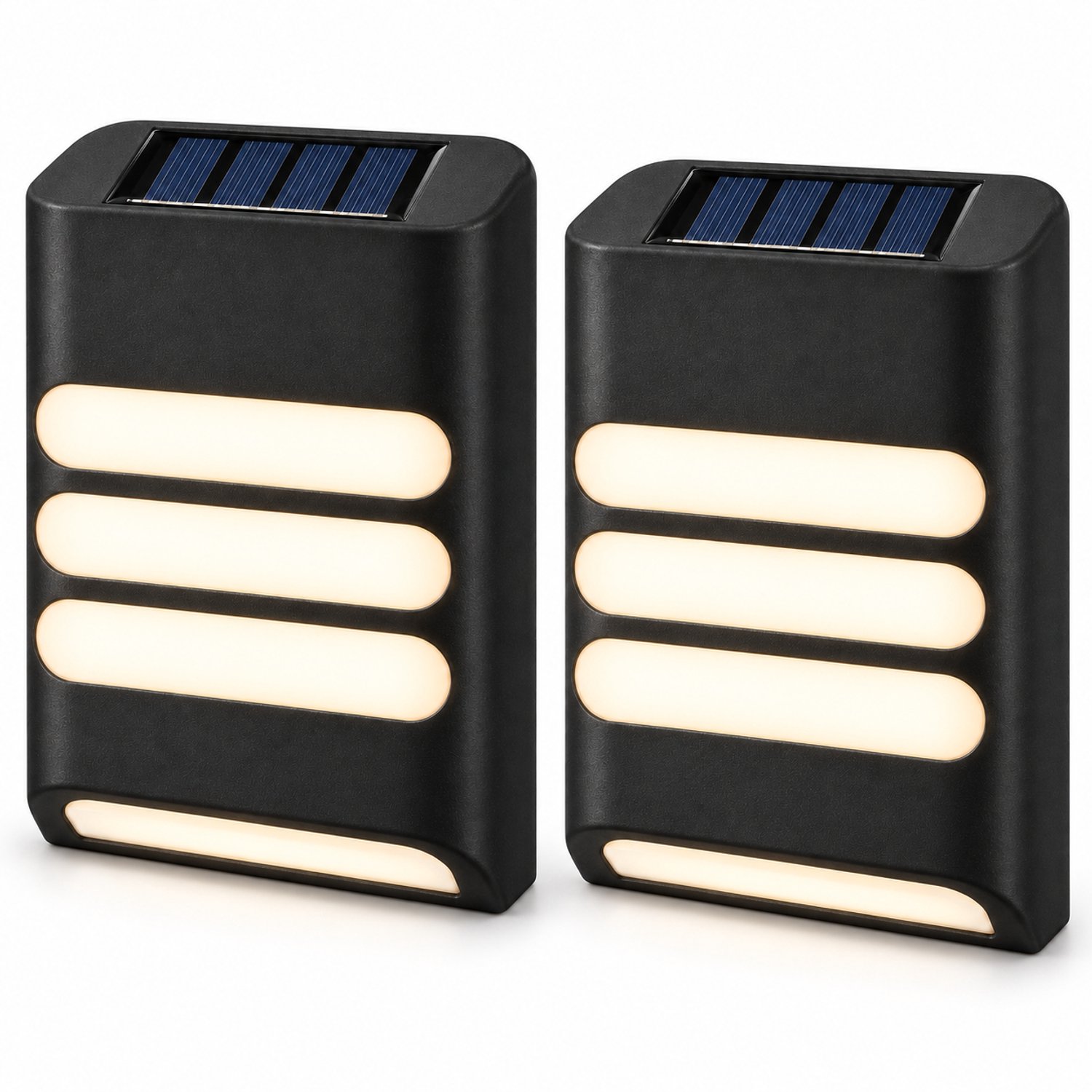 Solar Wandlamp Rechthoek - Warmwit - Set van 2 - Inclusief Montagesets