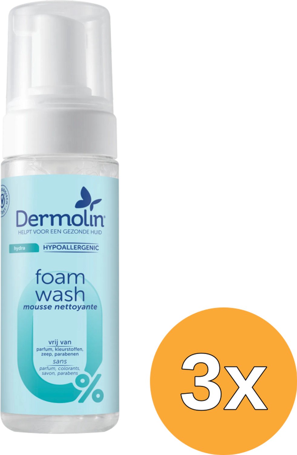 3x Dermolin Foam Wash Hydraterend foamer (150 ml)