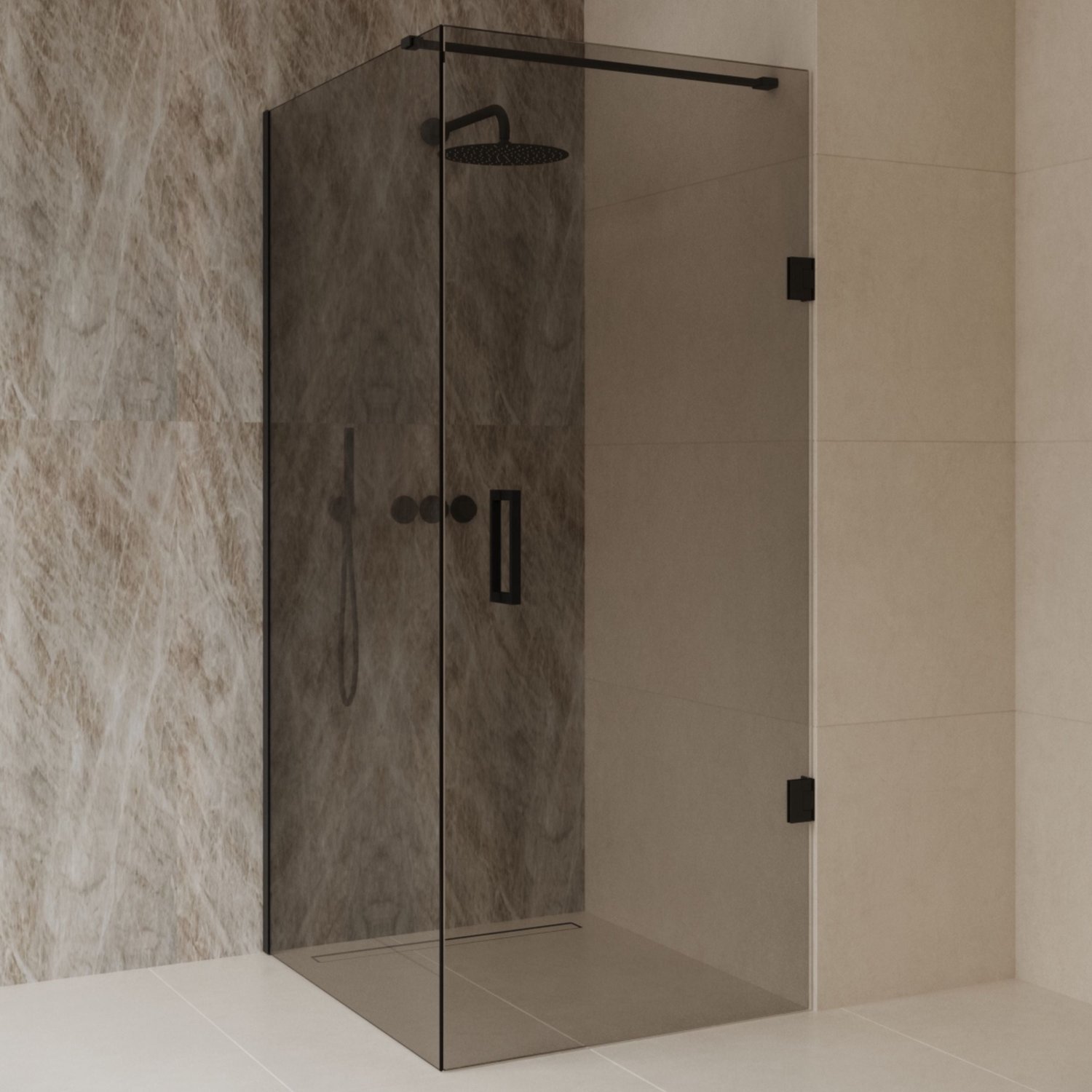 Sanitado Dalis Douchecabine Rookglas Mat Zwart Profielen 100x80 cm
