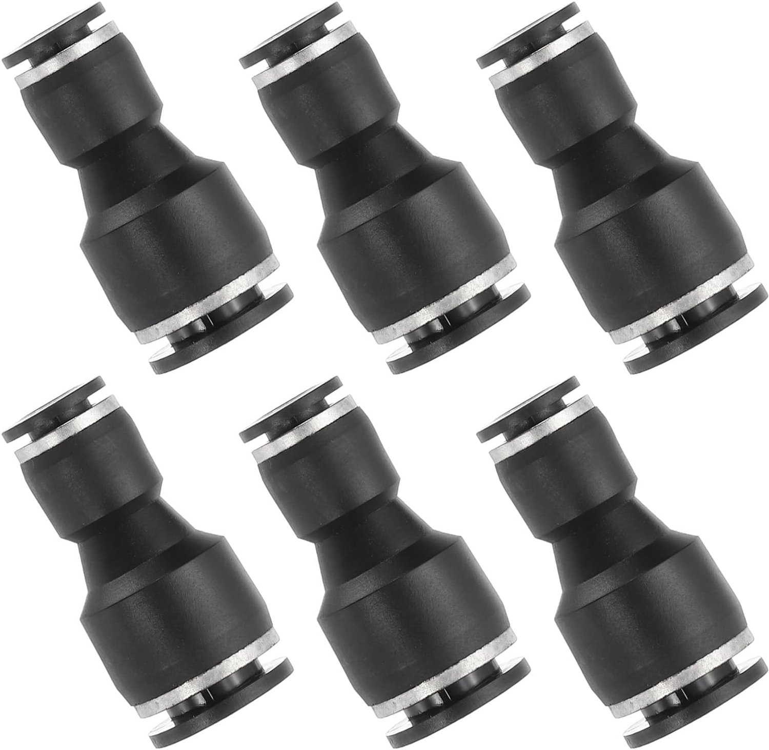 PATIKIL 6pcs Straight Union Push to Connect Fitting, 1/4" x 3/8" OD Tube Reducer Connector Quick Push Lock Adapter Air Hose Fitting for Pneumatic Syst