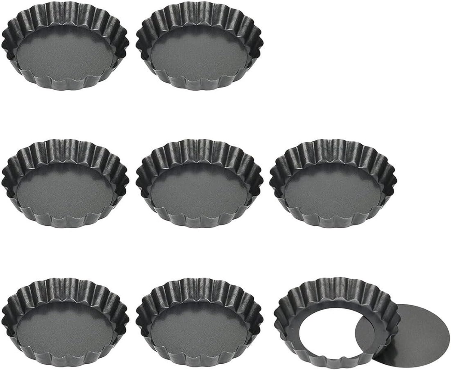 Mini Cakevormen met Losse Bodem, Anti-aanbak Flensvorm voor Taarten en Tartlets - 10cm x 8cm (8 Stuks)