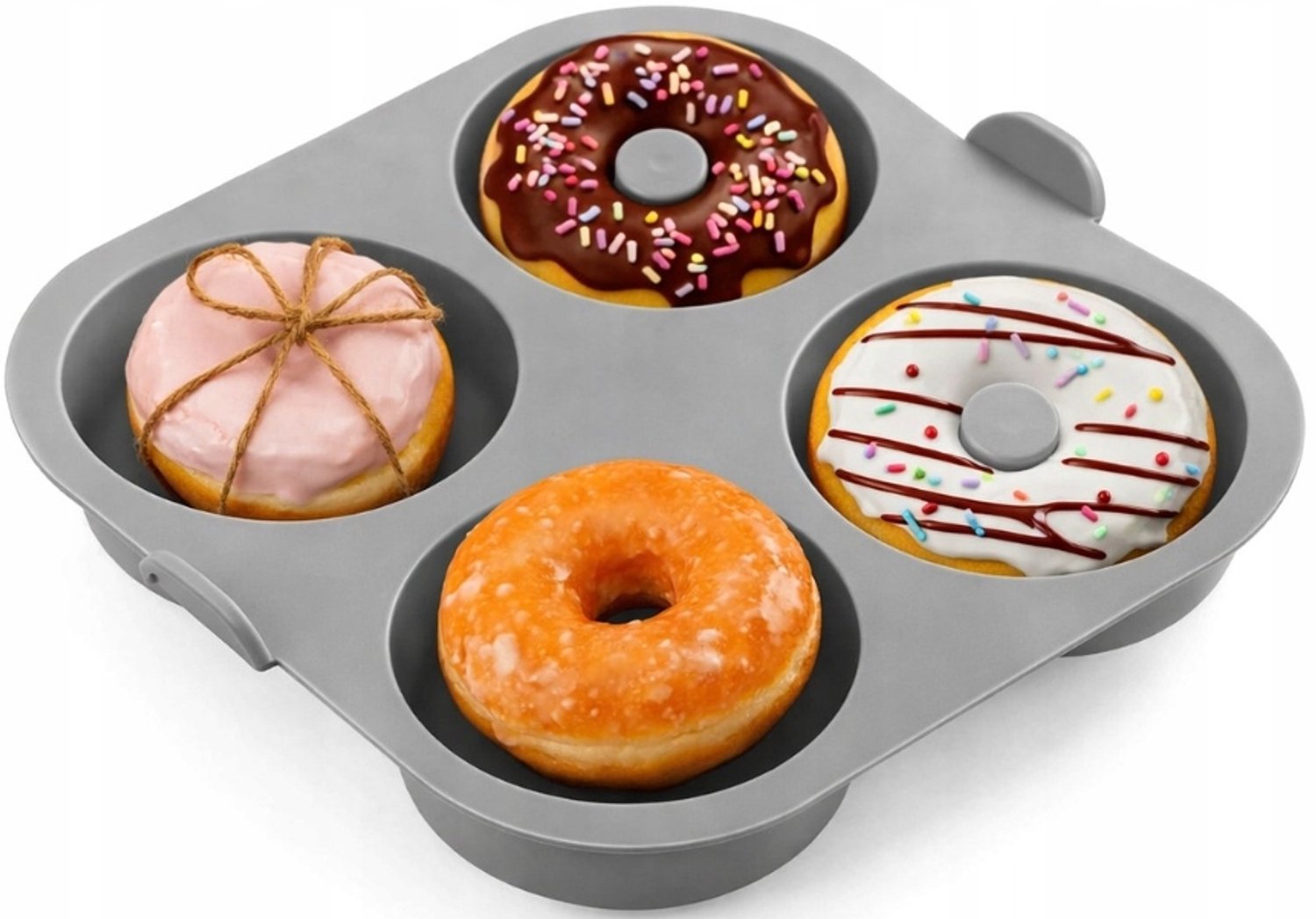 Siliconen donutvorm voor airfryer - 4 kamers, grijs
