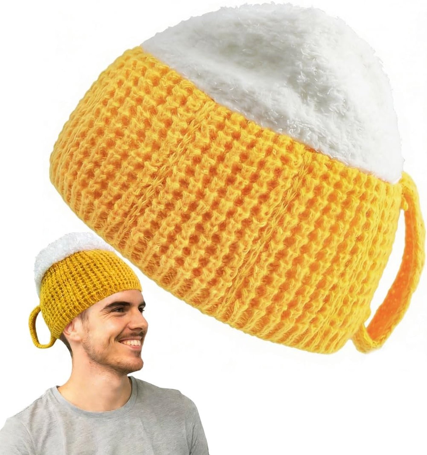 Creatief Bier Kostuum voor Mannen met Handvat, Ideaal voor Halloween en Feestjes, Warm en Comfortabel voor de Herfst en Winter