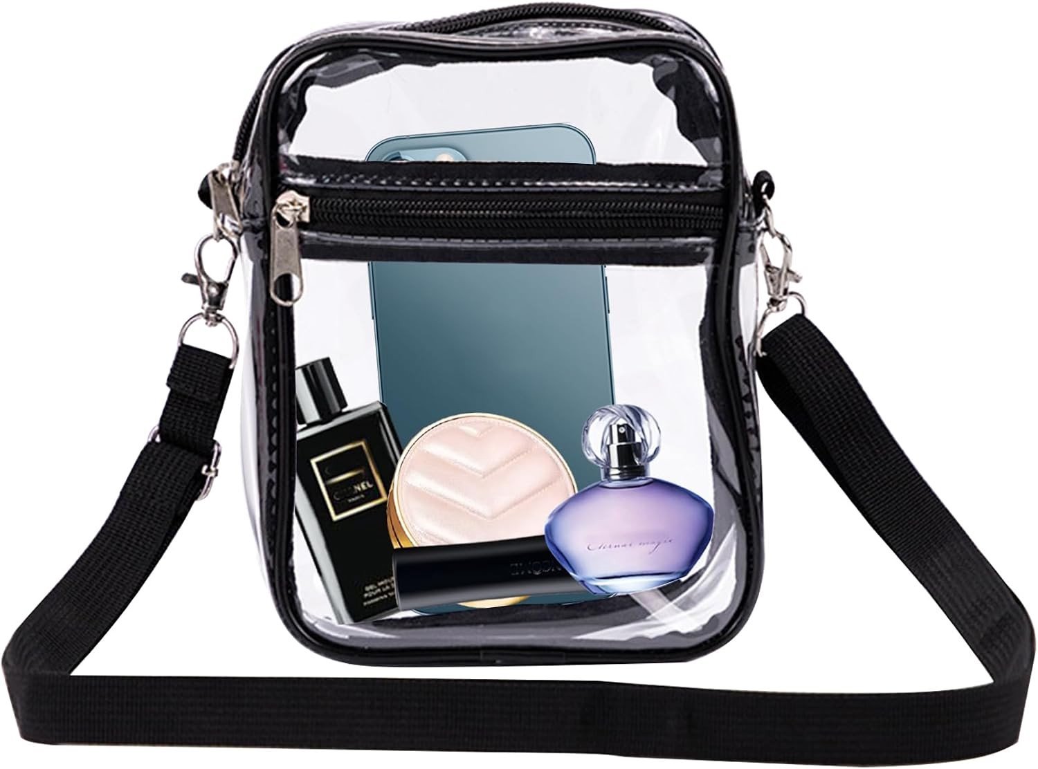 Transparante crossbody schoudertas met verstelbare schouderband, waterdichte tas voor werk, sport en reizen, ideaal voor evenementen en concerten