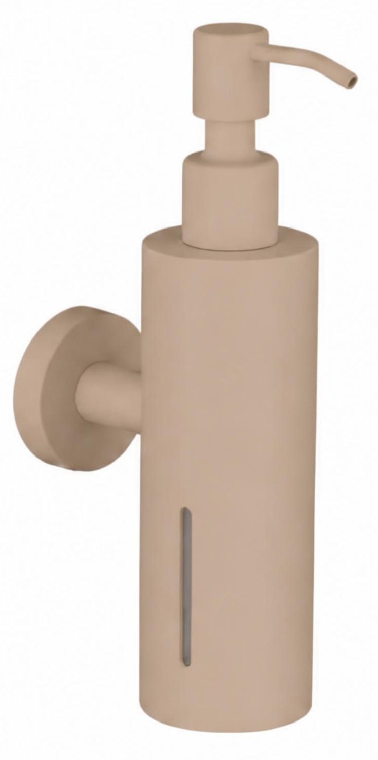 Zeepdispenser Beige - 250ml - Zeeppompje - Zeeppomp - Wandmontage - Hangend - RVS - Mat beige