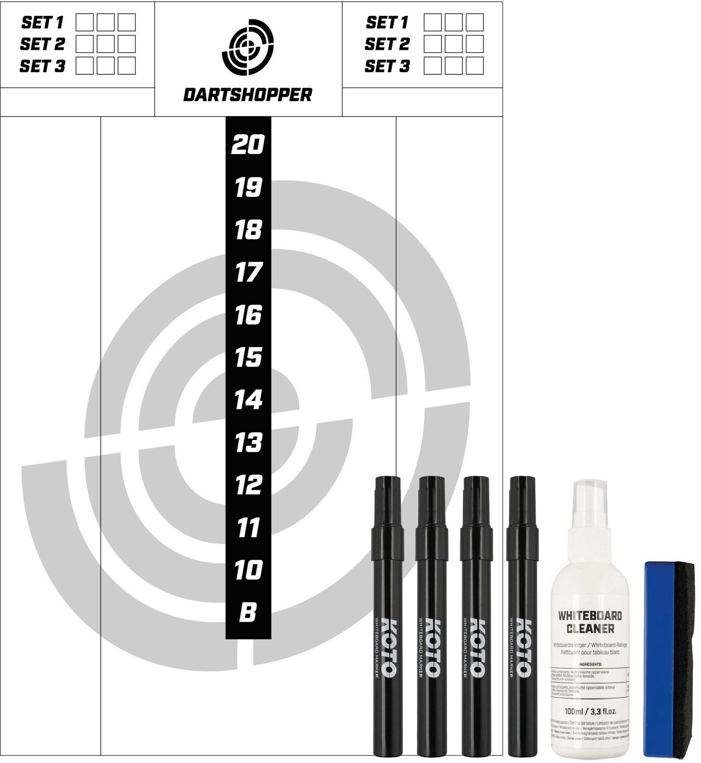 Dartshopper Flex Scorebord 45x30cm + Whiteboard Marker Set Black