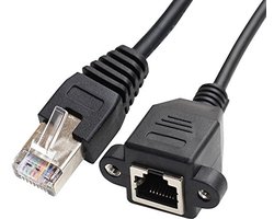 JSER 30 cm 8P8C FTP STP UTP Kat 5e Mannelijke naar Vrouwelijke LAN Ethernet Netwerk Verlengkabel met Panel Mount Gaten