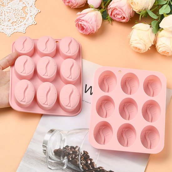 2 Stuks Koffie Thema Siliconen Mallen Koffieboon Chocolade Mallen Voor Jelly Fondant Cake Cookie Snoep Zeep Cupcake Topper Ambachten — afbeelding 3