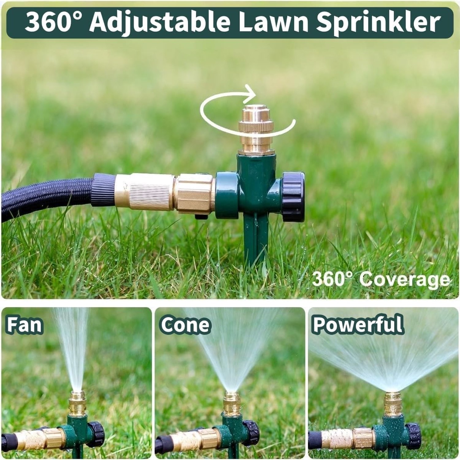 Krachtige 360° Impact Sprinkler voor Tuin en Gazon, Automatische Bewatering voor Planten, Bloemen en Groenten