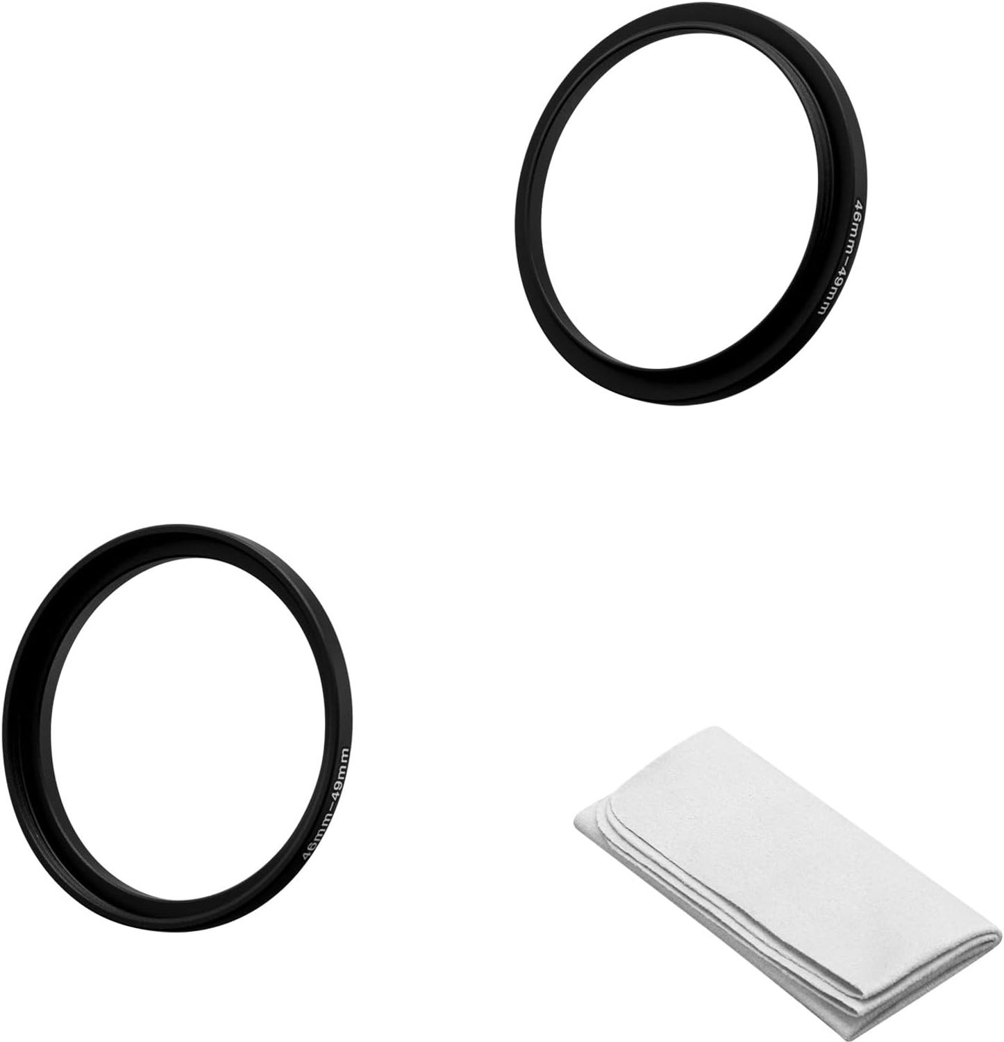 1 stuk Step Up Ring filter-adapterring 46-49 mm, lensadapterring voor filter van aluminiumlegering in vliegtuigkwaliteit + 1 x lensreinigingsdoekje (46-49 mm)