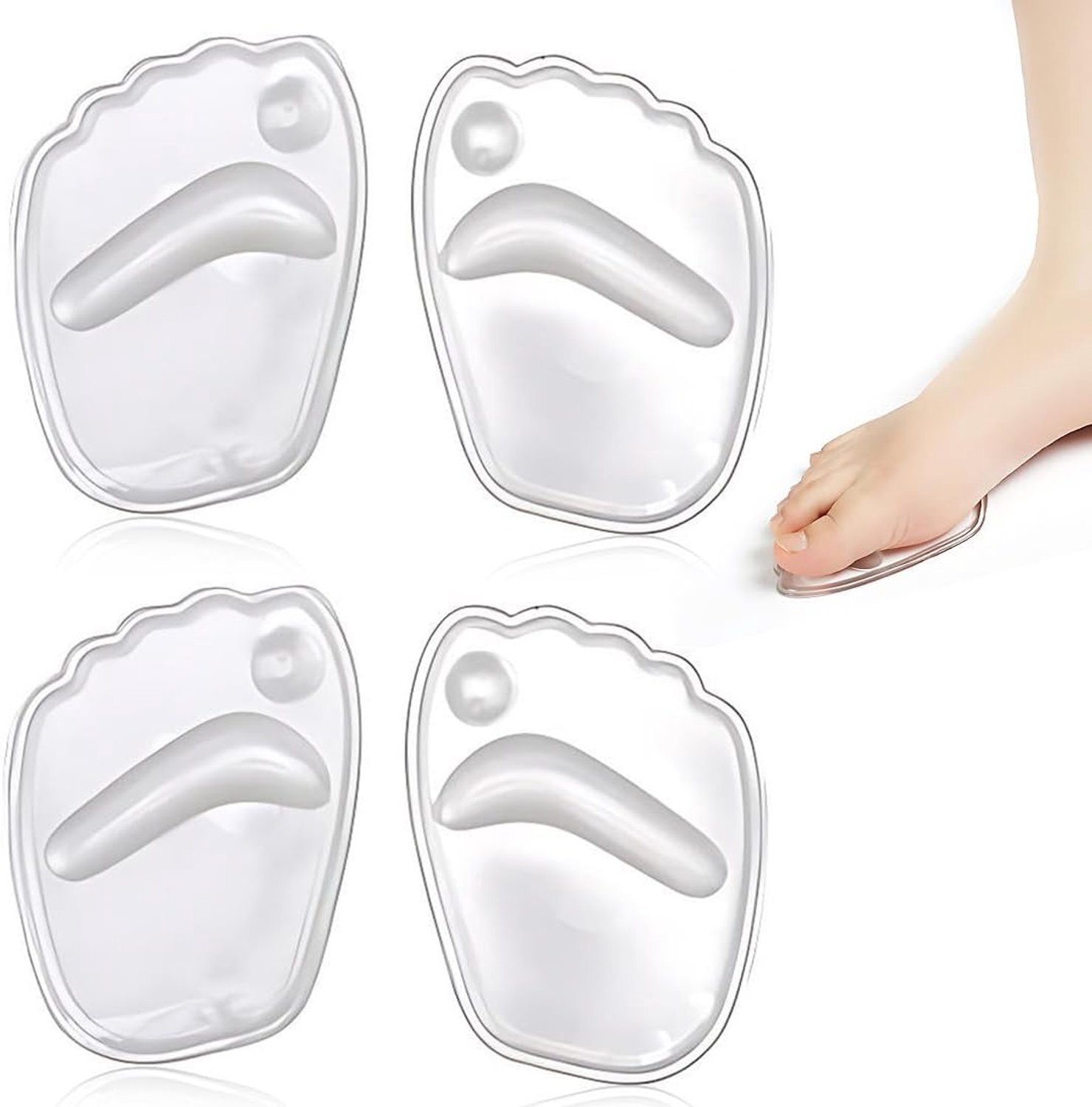 2 paar ultradunne gelpads voor de voorvoet, middenvoetbalpads voor dames, ultradunne en discrete pads.