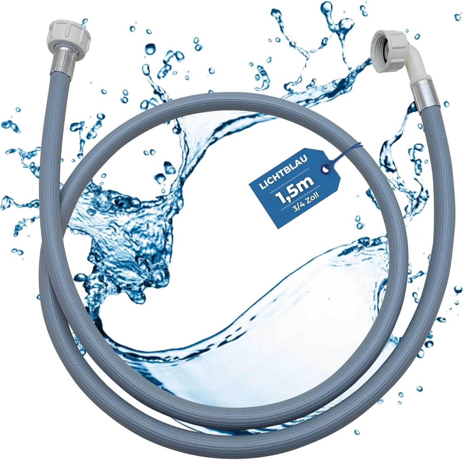 Inlaatwaterslang 1,5 m - 3/4 inch - universeel voor wasmachine en vaatwasser - optimale wateraanvoer - Vemera