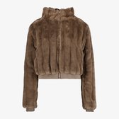 TwoDay dames bomber jas met imitatiebont bruin - Maat S