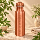 Puur koperen waterfles 7 Chakra's mat geborsteld – ±750 ml/280 g (zware uitvoering)