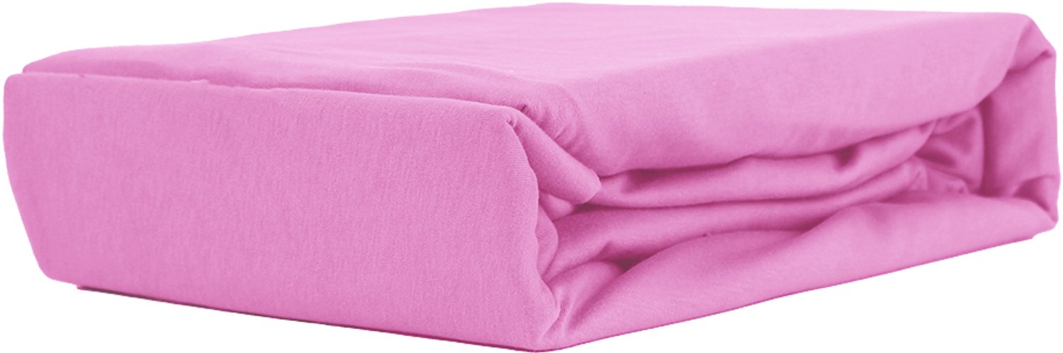 Kam-Pol Hoeslaken Jersey Katoen 100% met Elastiek, 30cm Hoog, Roze 80x210