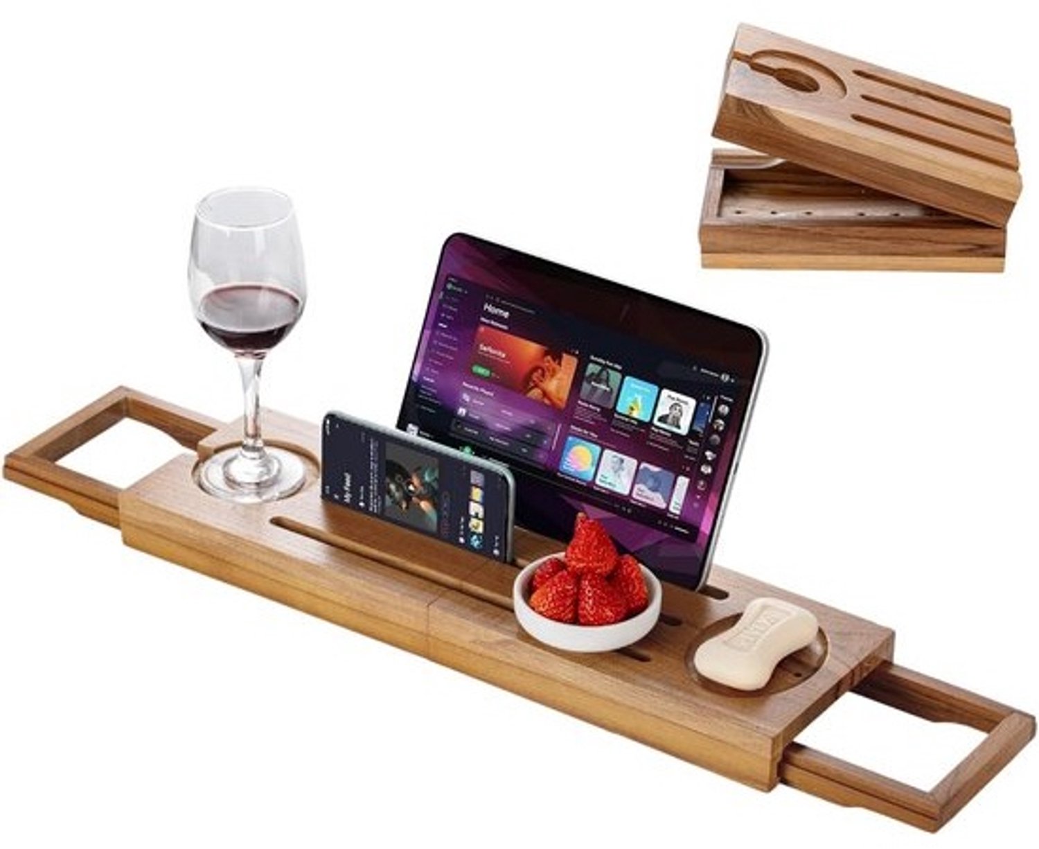 Verstelbare badkuiptafel & caddy voor ontspanning met houders