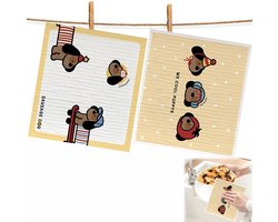 Kisstta 2 stuks poetsdoeken, katoen, teckelpatroon, microvezeldoeken, vaatdoeken, wasbaar, zacht, absorberend - ShopVlot