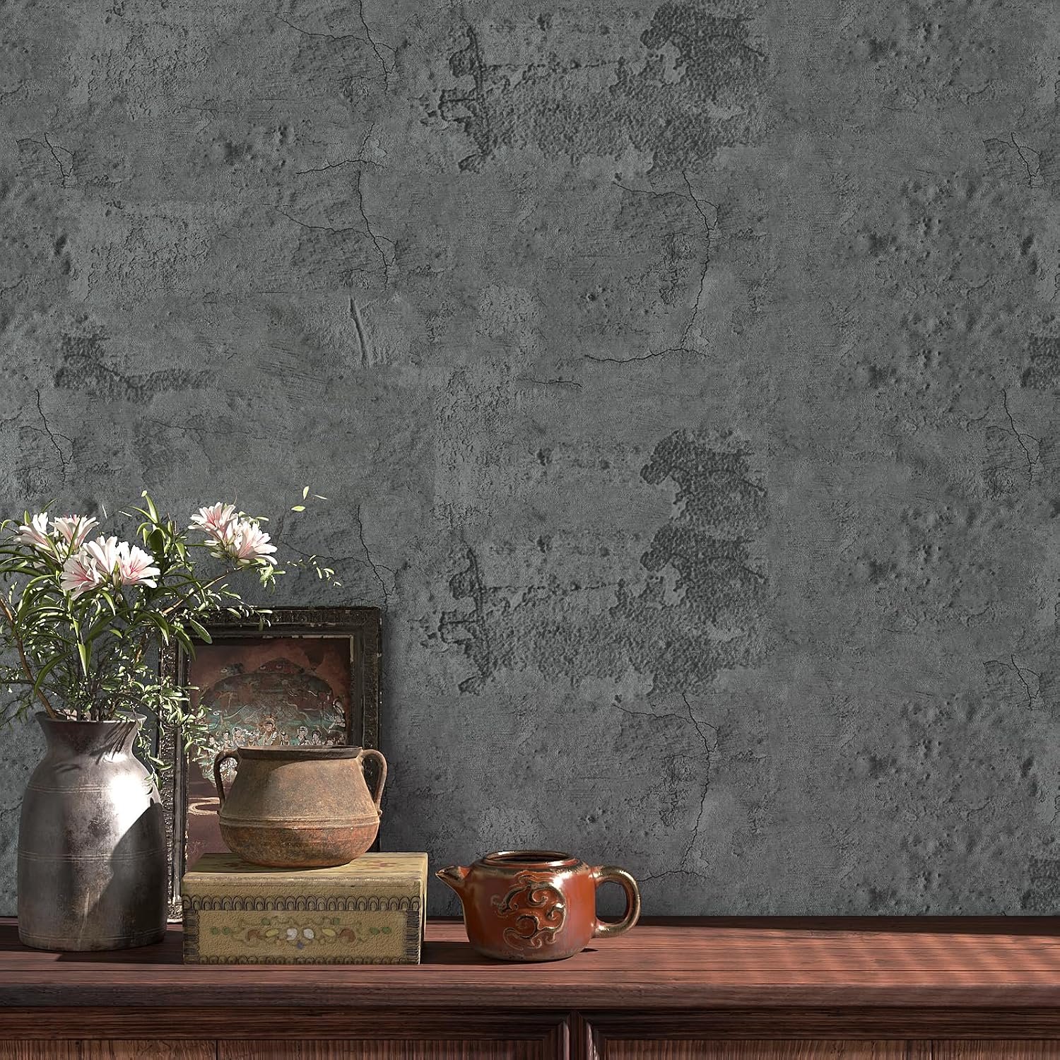 VaryPaper Grey Concrete Effect Self Adhesive Wallpaper Cement Contact Paper 40cm x 200cm Sticky Backing Plastic - ShopVlot