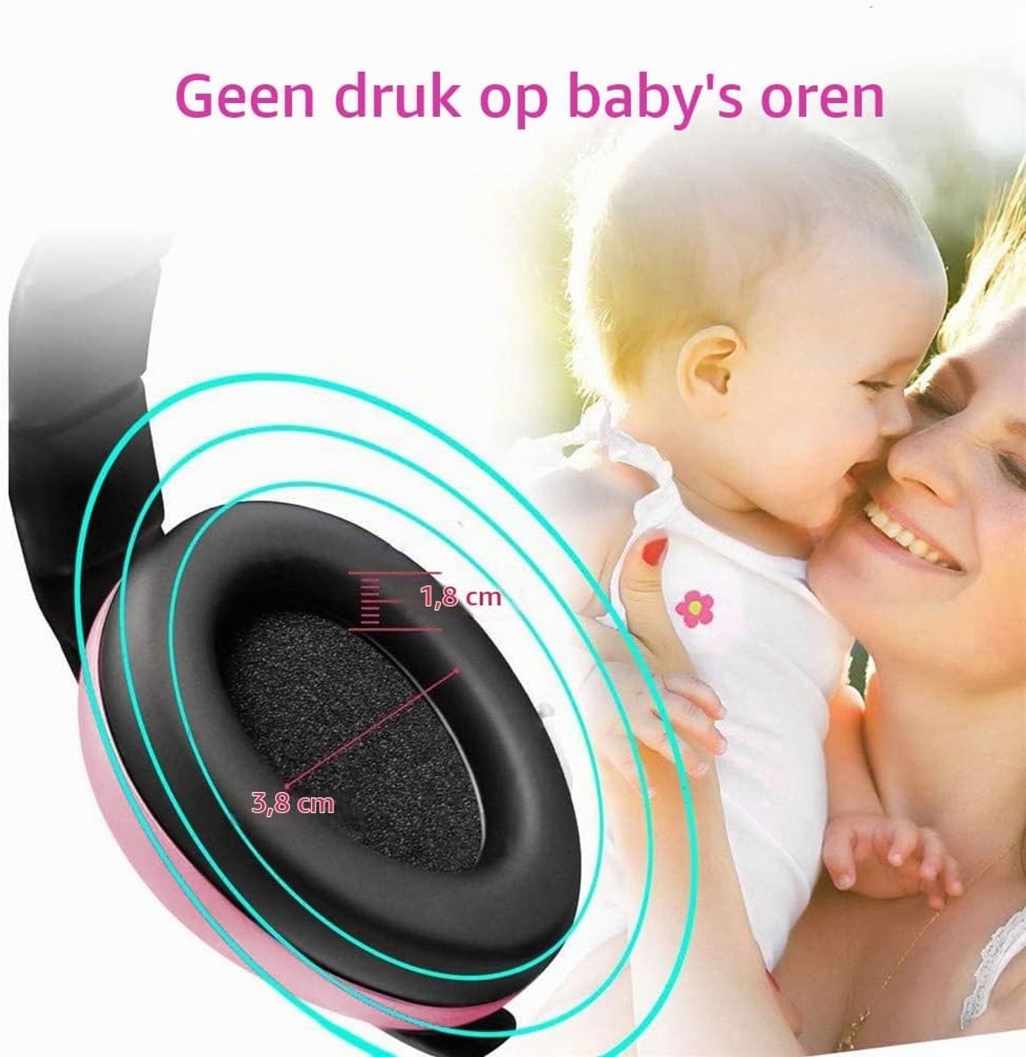 Baby Oorkappen voor Geluidsbescherming, Veiligheid voor Kinderen van 0 tot 3 Jaar, Ideaal voor Vliegtuigen en Drukke Omgevingen